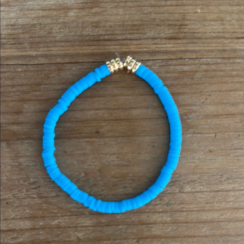 Blue and Gold Clay Beads Beaded Bracelet - Handmade Pura Vida beads